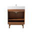 Meuble-lavabo sur pied moderne Tennant Brand 30 pouces, chêne chaud brun fumé, lavabo simple, comptoir en quartz blanc, entièrement assemblé