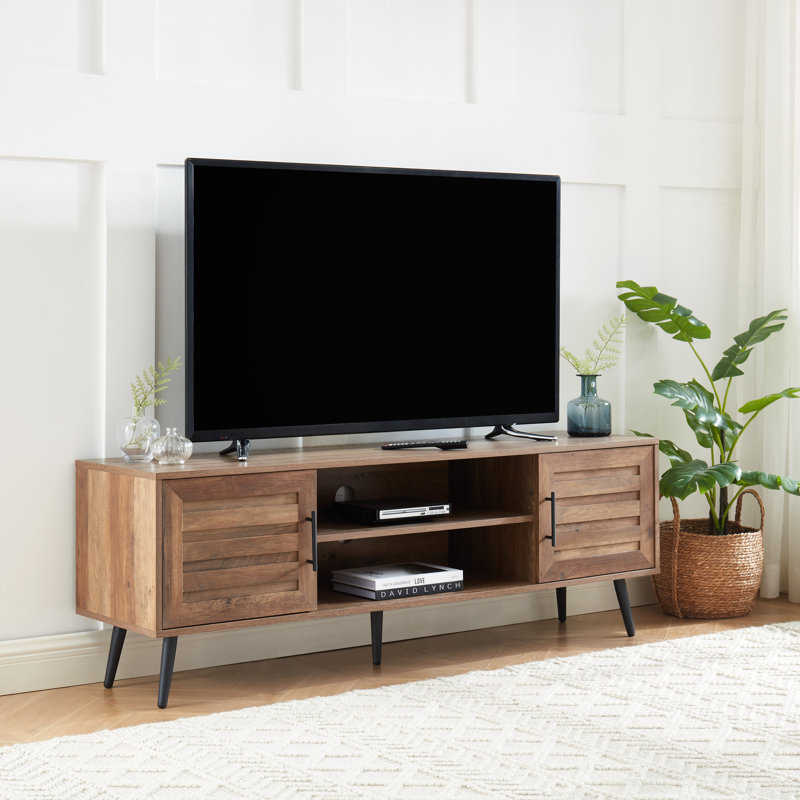Bryner Unfinished TV Stand for TVs up to 65", Rustic Oak