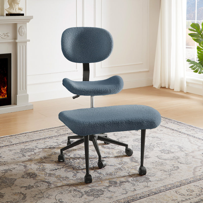 Chaise de bureau Teddy, Tissu bleu