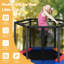 Trampoline de cour arrière hexagonal de 48 po Gymax avec enceinte sécuritaire