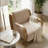 Curva Luxe Boucle Accent Chair with Beige Upholstery and Natural Wood Arms, Mid-Century Modern Lounge Chair-1440418710-1434636303