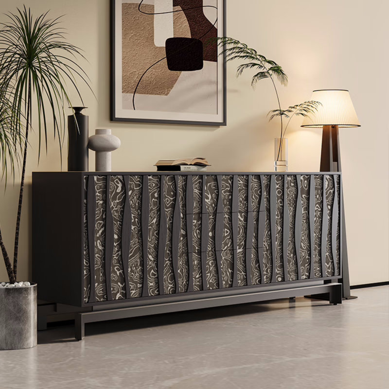 Buffet de cuisine grande capacité, H 29,53 po x l 70,87 po x P 17,72 po, Noir