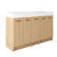 Meuble-lavabo double 60 po avec rangement extra-large, lavabo en résine intégré, armoire autoportante en chêne clair, portes à fermeture en douceur