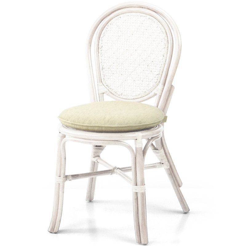 Darle Denver Dining Handmade Wicker Side Chair Natural Rattan With Cream Cushion, 1, White