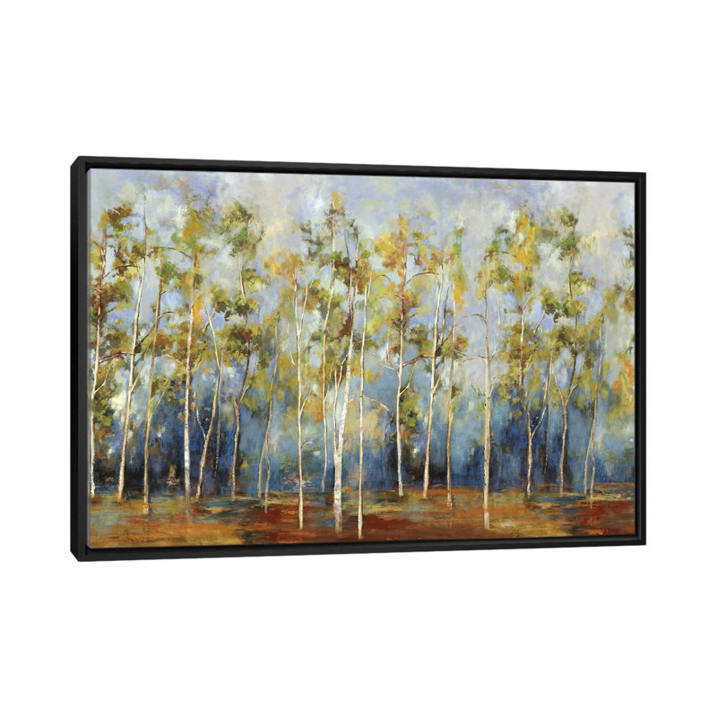 «Indigo Forest», reproduction d'impression sur toile, H 18 po x l 26 po x P 1,5 po, Toile avec cadre noir, Pas de tapis