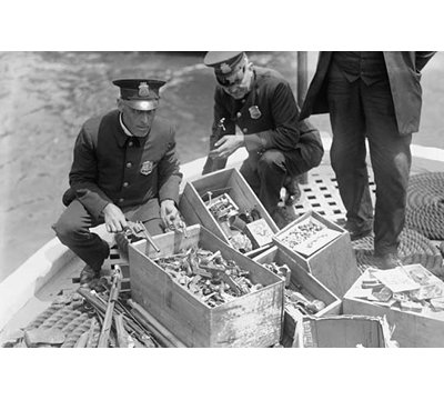 New York Police Destroy Boxes Of Revolvers - Photograph