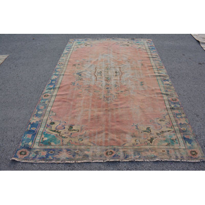 Grands tapis bleus 6,1 x 9,5 pi, tapis rétro, tapis moderne, tapis turcs, tapis Oushak