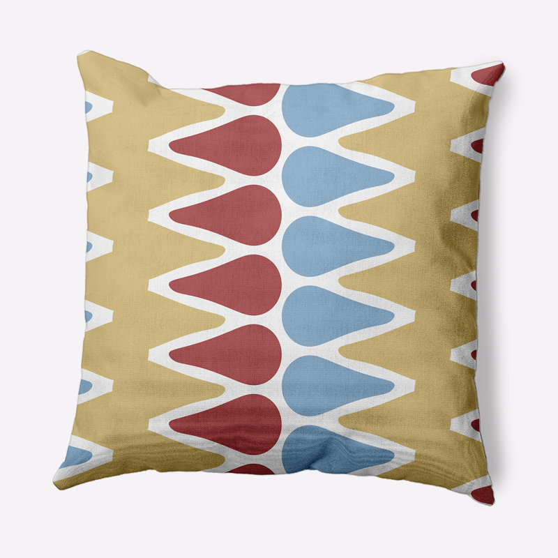 Coussin décoratif extérieur Elaine, Jaune / orange / bleu clair, H 20 po x l 20 po