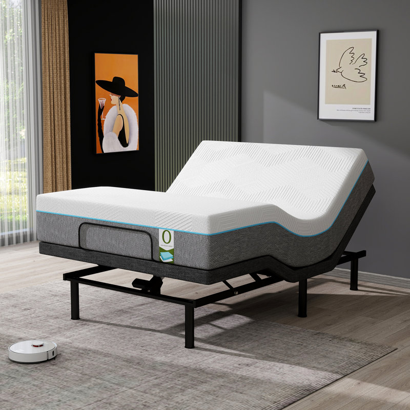Structure de lit réglable avec matelas de 12 po et télécommande sans fil, zéro gravité et inclinaison de la tête / du pied