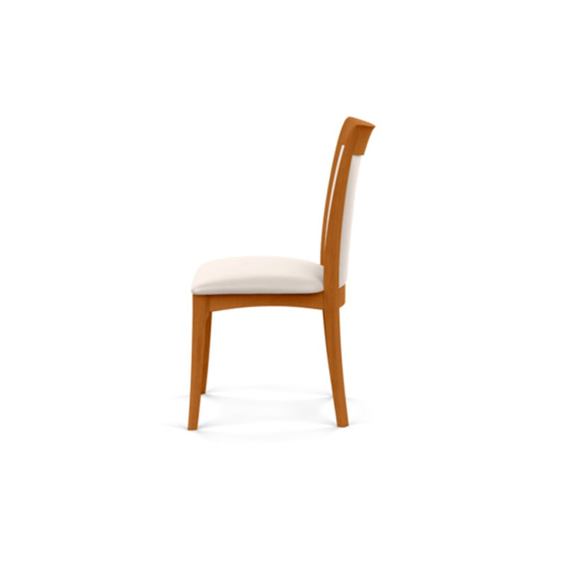 Morgan Leather Dining Chair, Natural Cherry, White
