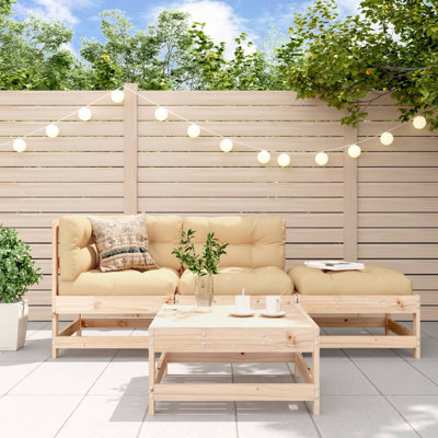 Garden Lounge Set Natural Pine Solid Pine Wood Medium by Ophelia & Co.