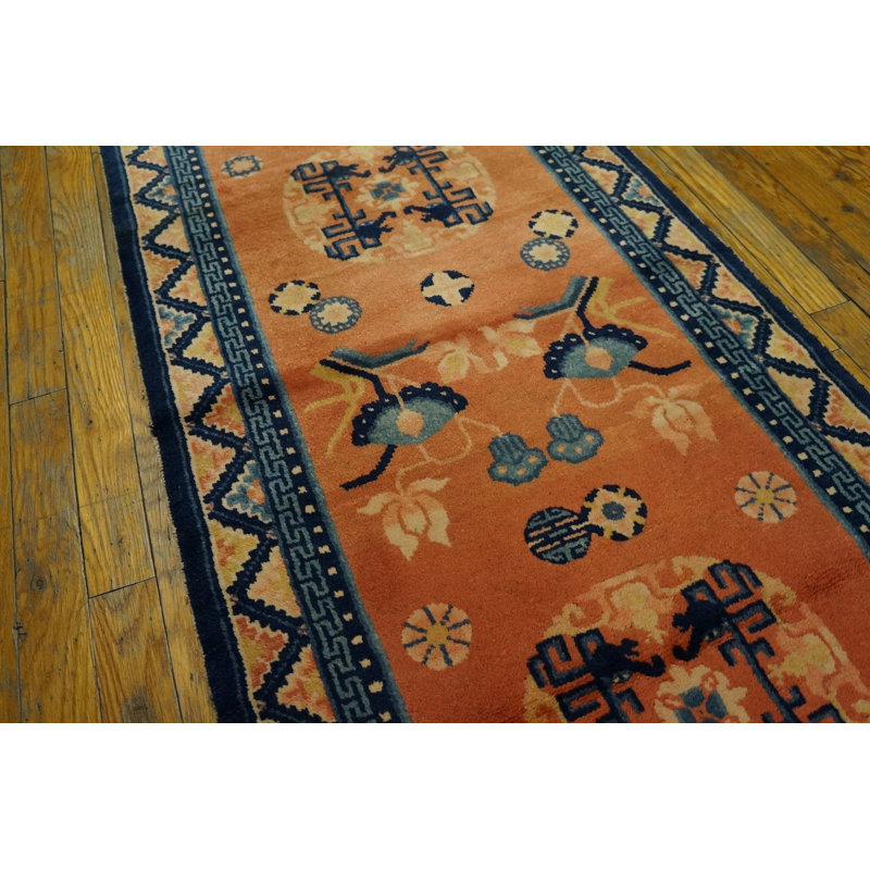Antique Chinese - Baotou Coral 1930s Rug