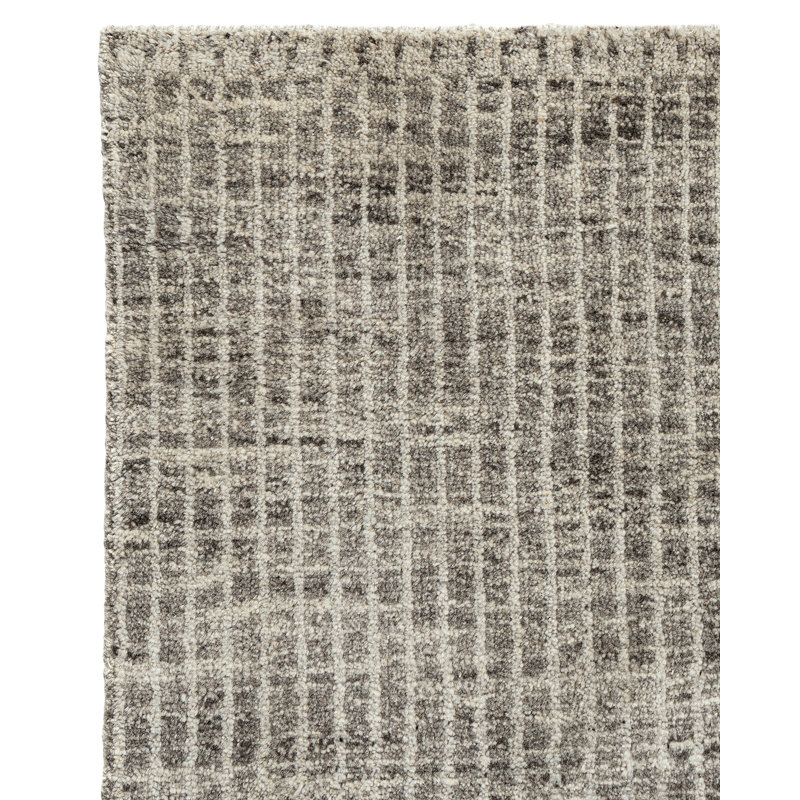 Organic Striped Area Rug in Gray/Ivory, Rectangle 9'10" x 12'9"