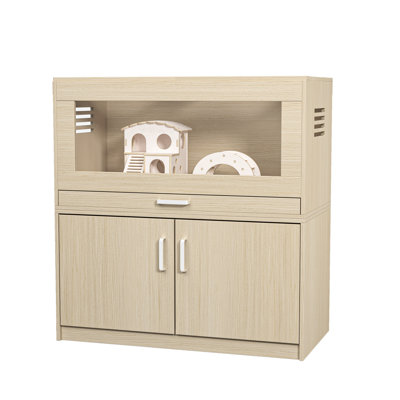 Hamster Cage With Independent Storage Cabinet, Large Space For Pets, Wood Construction, Acrylic Panels Clear View, Easy To Clean And Install Windows - Spacious