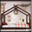 Lit double sur pied avec lattes de soutien, cadre de lit en bois massif pour enfants, sans sommier ni structure d'ouverture, espresso