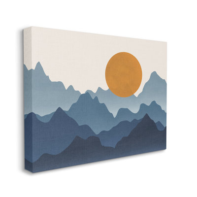 «Rising Sun Jagged Layered Mountain Range Peaks», art mural par JJ Design House LLC
