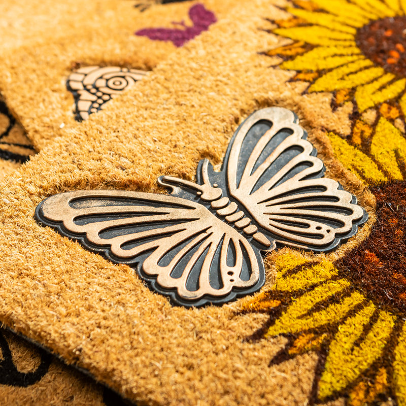 Tapis de tournesol avec papillon en relief