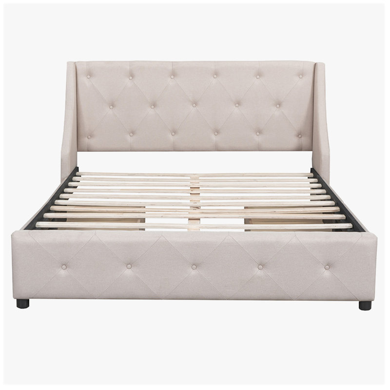 Lit avec rangement tapissier Euel, Beige