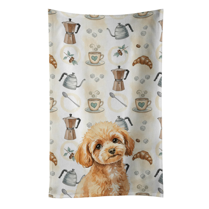 Toy Apricot Poodle Coffee Bar Kitchen Towel, Toy Apricot Poodle