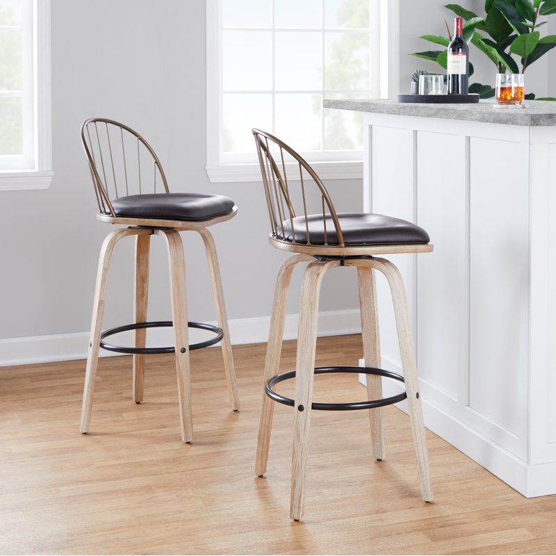 Arabelle Upholstered Counter Stool, White Washed