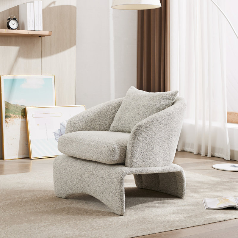 27" Wide Upholstered Accent Chair, Light Gray  100& Polyester