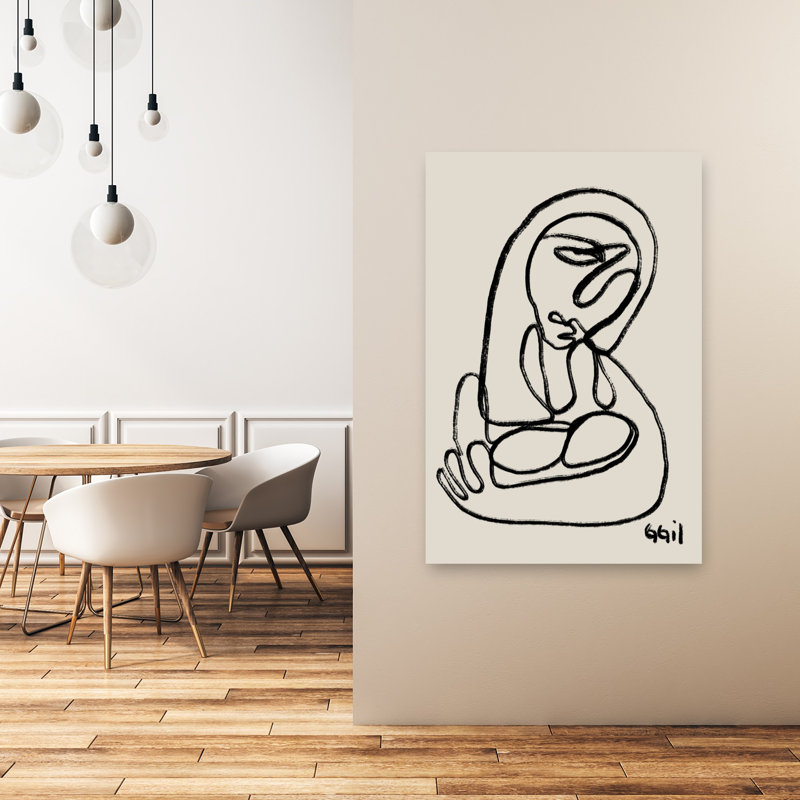 Abstract Mother And Child Abstract Minimalist Modern Portrait Wall Art Print 1 Piece Wrapped Canvas Wall Art
