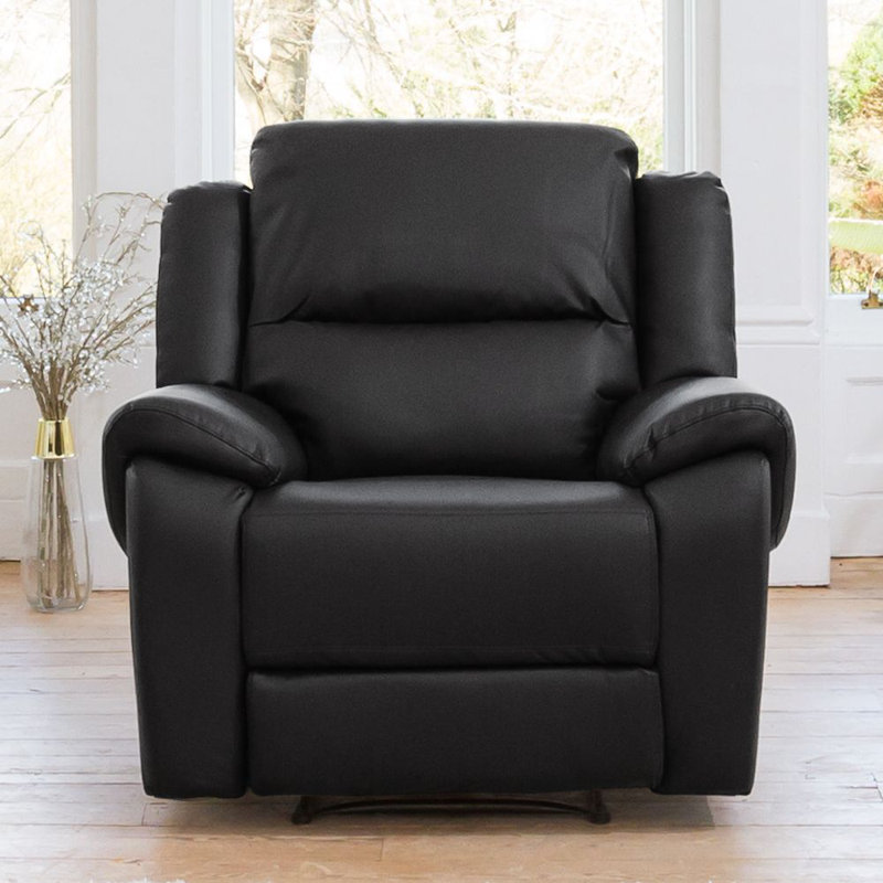 Clarks 100cm Wide Faux Leather Standard Recliner, Black