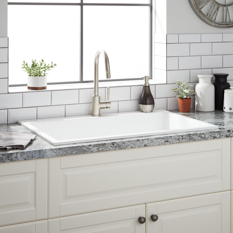 Algren 33" L Drop-In Kitchen Sink, Cloud White