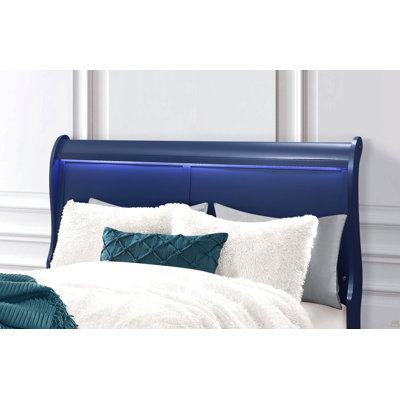 Charlston Blue Queen Bed With Led