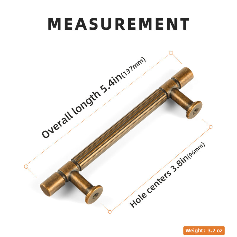 Poignée d'armoire 3 3/4 po, Laiton antique, 3 3/4"