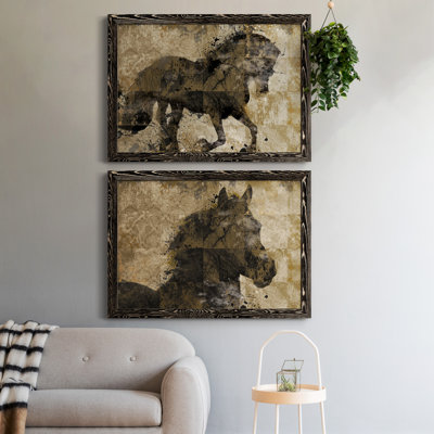 Midnight Stallion - ensemble de 2 peintures sur toile encadrées