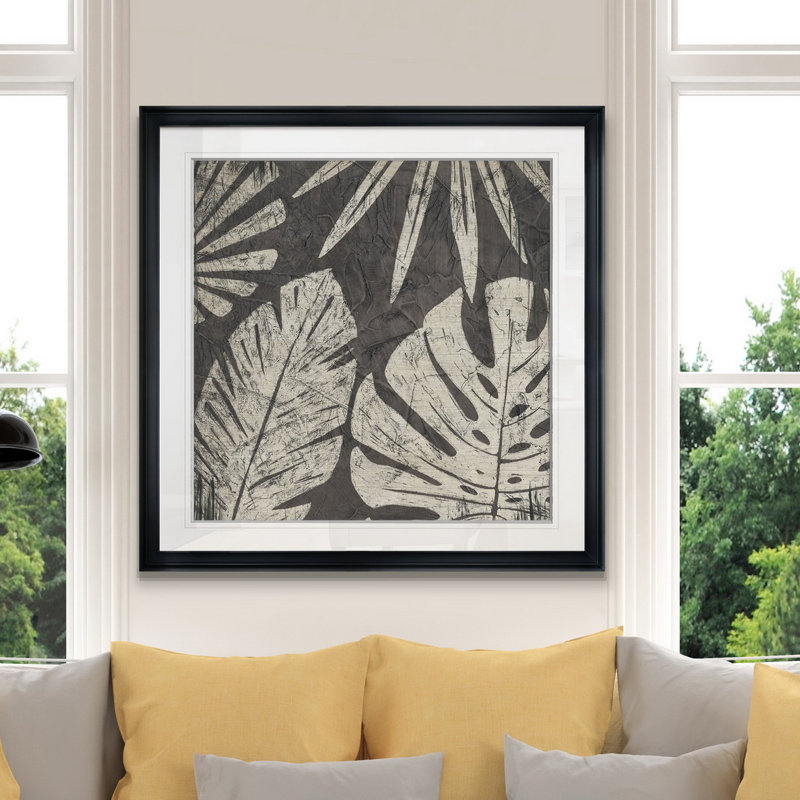 « tribal palms i », peinture, H 28 po x l 28 po x P 1,5 po, Cadre noir