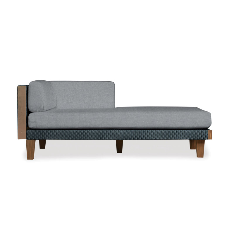 Catalina Outdoor Teak Chaise Lounge, Sandberg Pewter, White