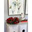 Holiday Candle Holder with Evergreen and Ornaments