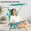 Chaises de plage pliantes 2 pièces avec auvent réglable, turquoise