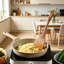 Ensemble de cuillères en bois de teck naturel pour la cuisson - 5 ustensiles de cuisine avec spatule, écumoire, cuillère à fente, fourchette à salade - outils antiadhésifs et résistants à la chaleur