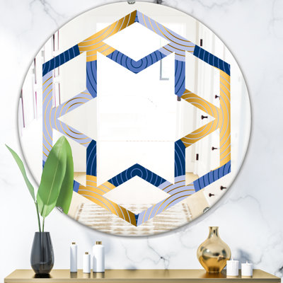 Hexagon Star Luxury Waves X Eclectic Frameless Wall Mirror