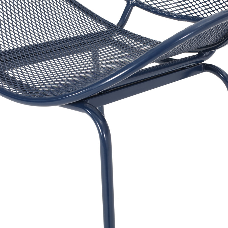 Andrighetti Outdoor Metal Mesh Shell Chairs, Matte Navy Blue