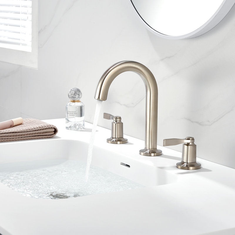 Larko 8 in. Widespread 2-Handle Bathroom Vanity Sink Faucet with Metal Pop-Up Drain, Brushed Nickel