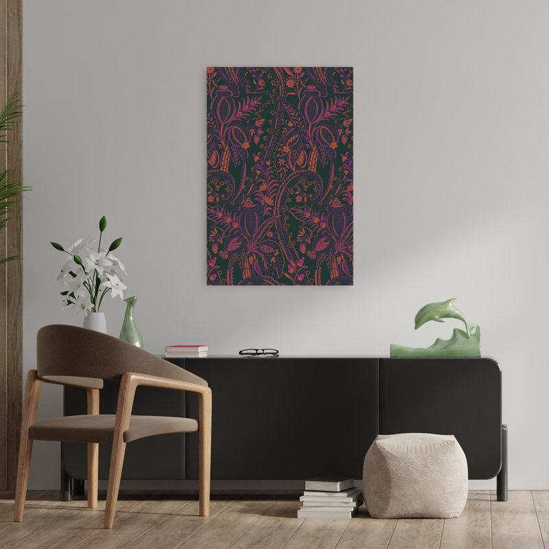 Art contemporain contemporain délicat, H 36 po x l 24 po, Orange/rose