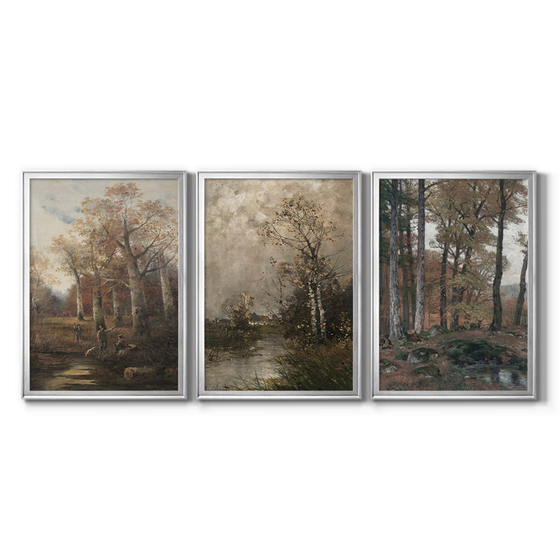 Paysage rétro CVII - Toile tendue avec châssis sur mesure - 3 pièces, H 19 po x l 27 po