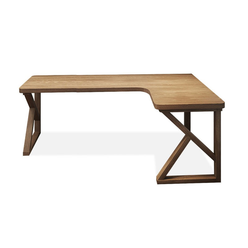 Bureau en bois massif en L Burlywood, H 29,53 po x l 78,74 po x P 47,24 po, Retour à droite