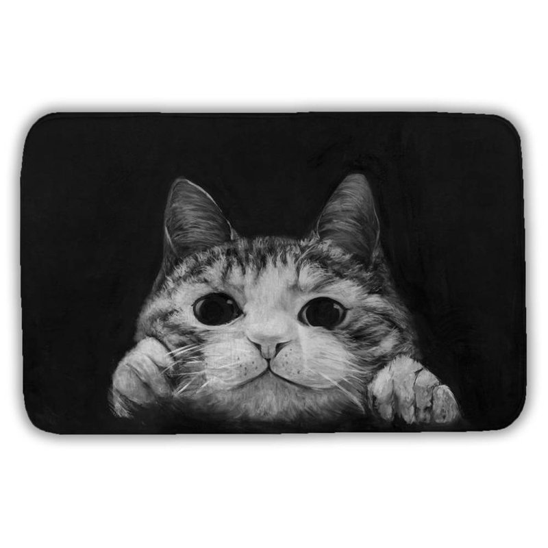 Curious cat Bath Mat with Non-Slip Backing - Quick Dry Memory Foam Bathroom Rug - Absorbent - Modern Plush Spa-Style - Machine Washable