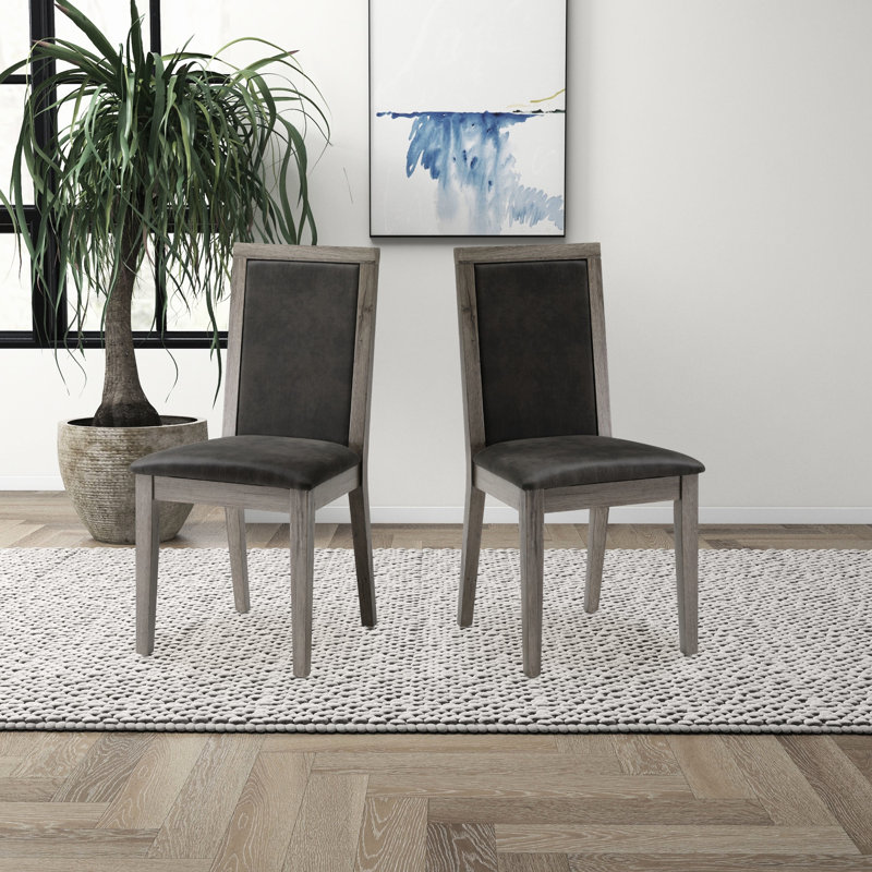 2 chaises de salle à manger en bois d'hévéa + avec siège confortable, gris, pour différentes pièces, chaises de pièce 2 pièces, coussin de siège en tissu uni, espace élégant