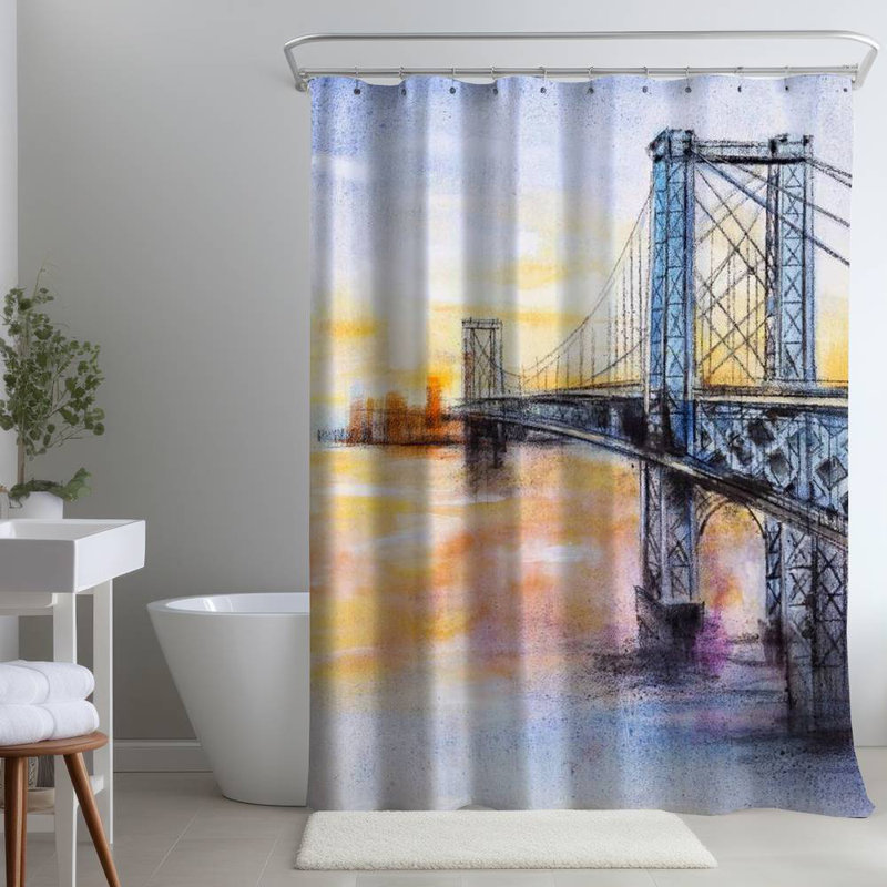 Shower Curtain CI210 – Polyester Shower Curtain, Dye Sublimation Print, 71" W × 74" L