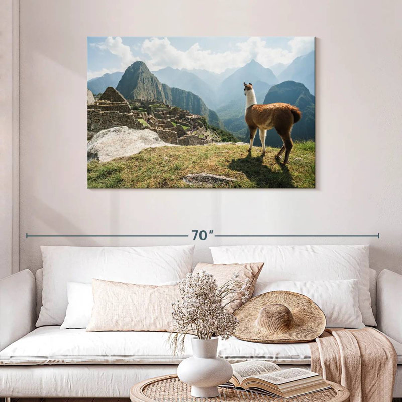 Llama And Machu Picchu, 30" H x 45" W