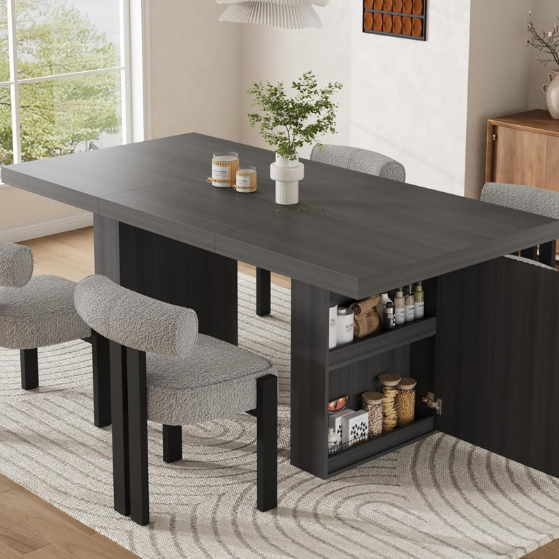 Grande table de salle à manger 70,8 po avec rangement, table de salle à manger moderne en bois pour 6 à 10 personnes, table de salle à manger et de cuisine