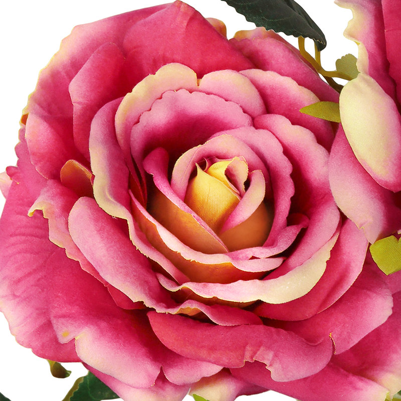 Fleur artificielle rose, Corail, fuchsia
