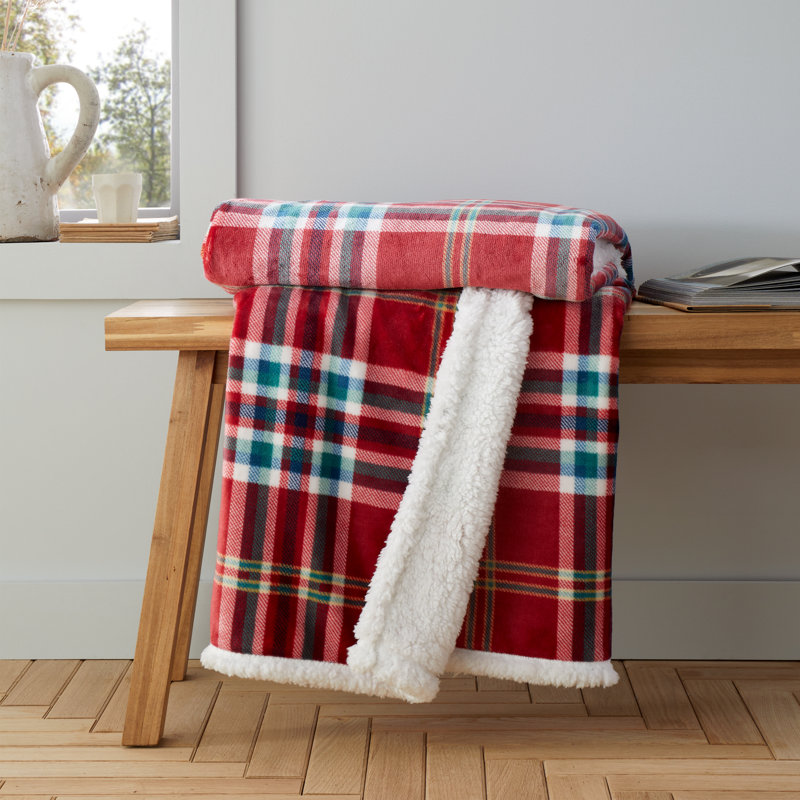 Cosy Kelso Check Blanket Throw, Red