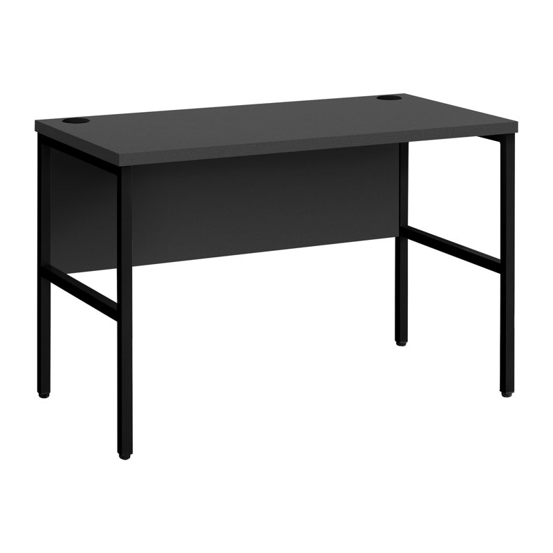 Bureau d'ordinateur de 48 po pour la maison et le bureau, plateau en stratifié gris, pieds en métal noir, table contemporaine Scratch-Workespace, plateau et utilisation quotidienne